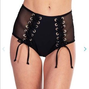 J. Valentine Lace Up High Waisted Shorts